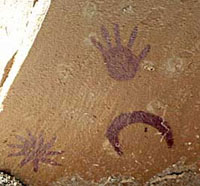 hand, moon and star petroglyhs