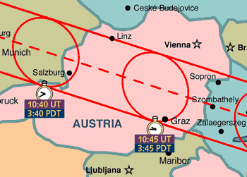 Path of Totality Through Austria