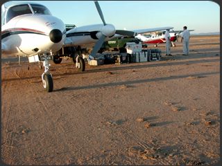 arrival at Jeki airstrip