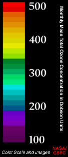 Color scale: Dobson Units