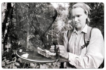 Liz Wilder capturing butterflies