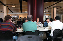 People dining at the Genome Lab