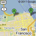 Google map of San Francisco showing old and new location of Exploratorium