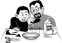 Father and son prepare experiment