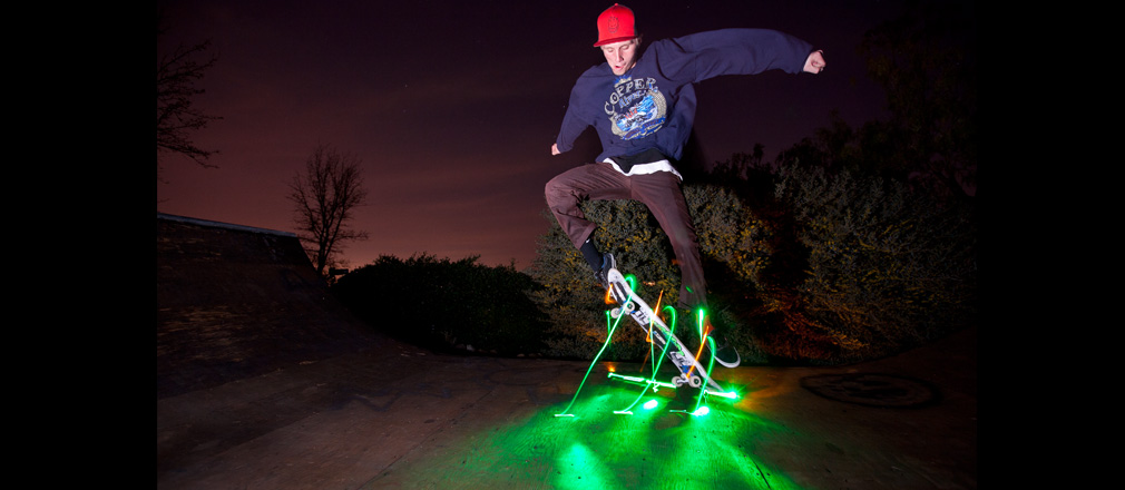 Skateboarding with LEDs
