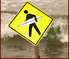 sign of surfer carrying board